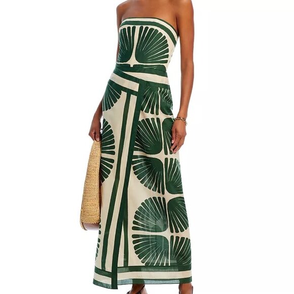 Johanna Ortiz Dresses & Skirts - New Johanna Ortiz Green Palm Ancient Peru Strapless Midi Dress, Size 2, NWOT